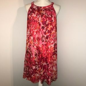 NWOT FLORAL PINK AND RED HALTER NECK DRESS
